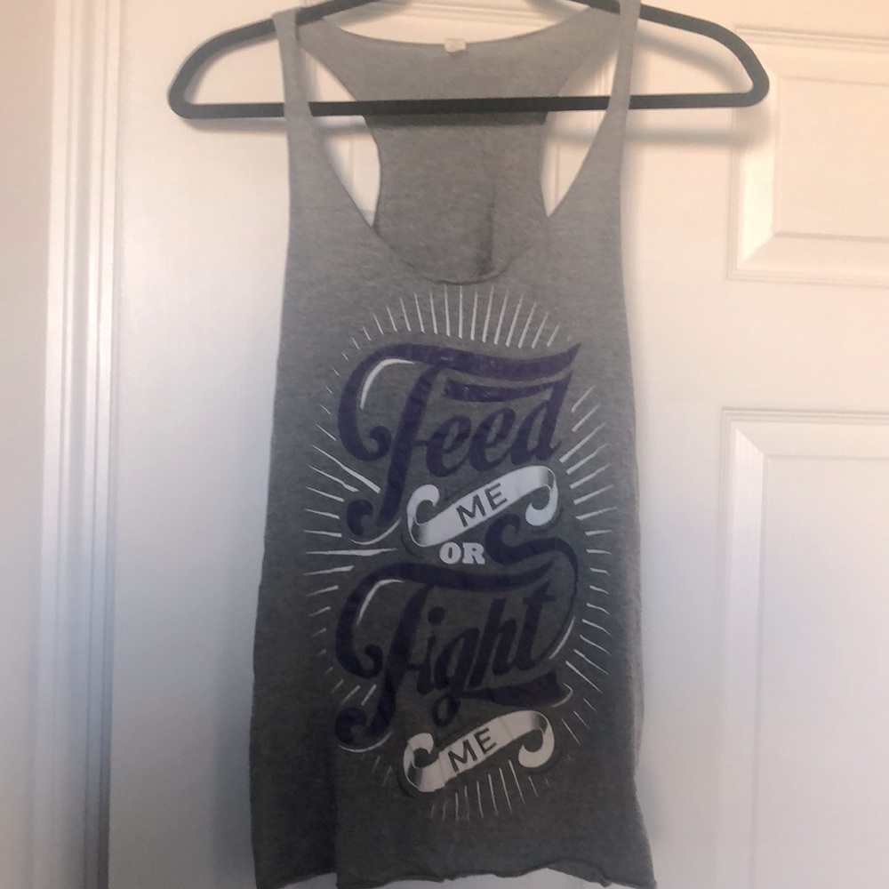 Gray “Feed Me or Fight Me” tank Size Large
